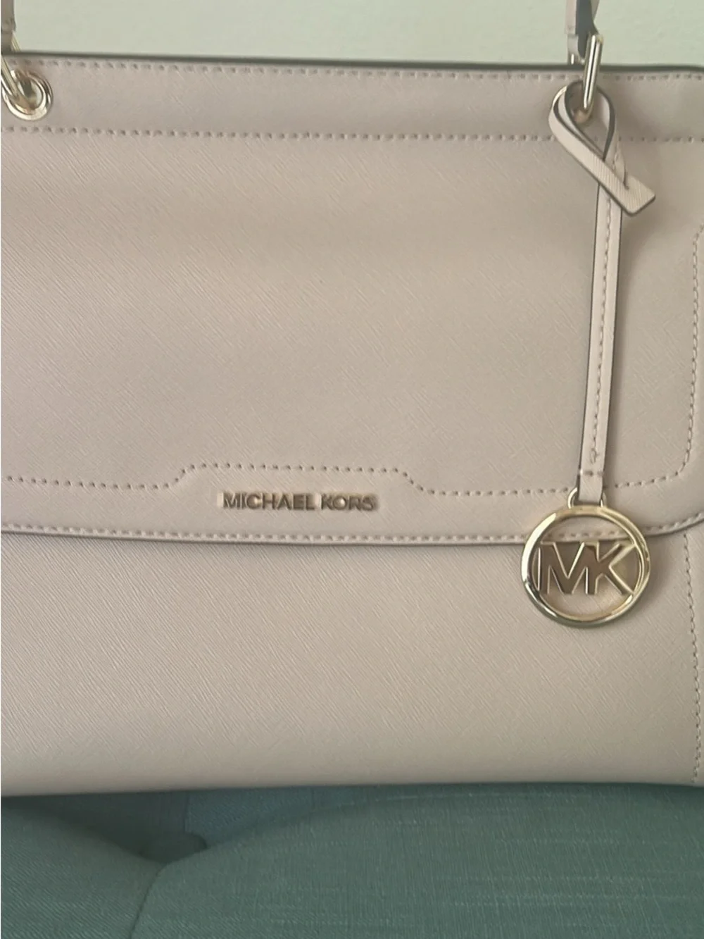Michael Kors Blush Satchel with Gold MK Charm